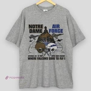 Notre Dame Vs Air Force Football College Shirt Tee Grey 1996 Elbertfranklin5